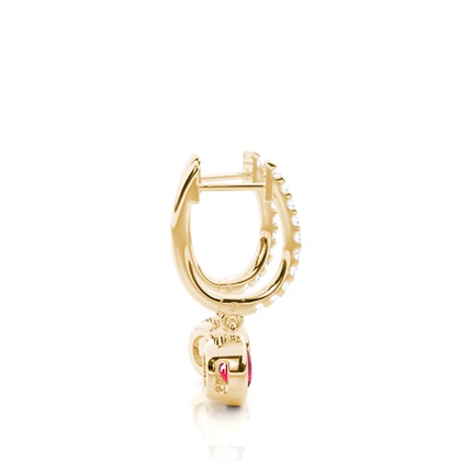 Prong Setting Round Ruby Hoop Earrings