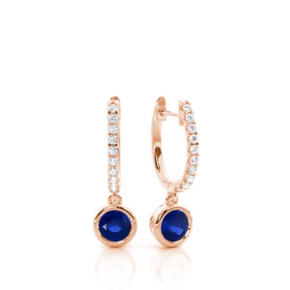 Prong Setting Round Blue Sapphire Hoop Earrings
