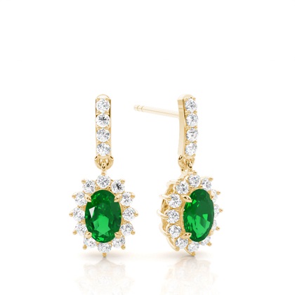 Oval Yellow Gold Sapphire Earrings Diamond