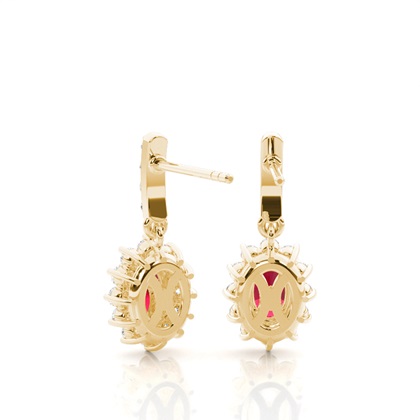 Prong Setting Oval Ruby Halo Earrings