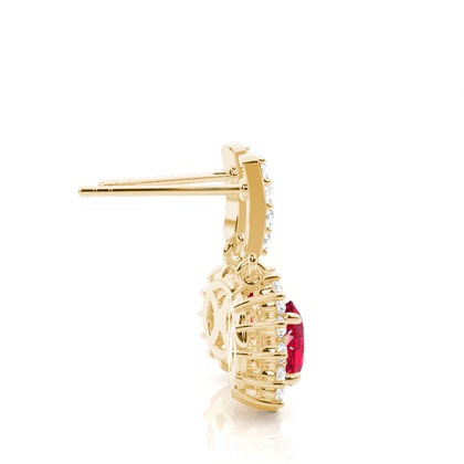 Prong Setting Oval Ruby Halo Earrings