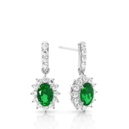 Prong Setting Oval Halo Earrings