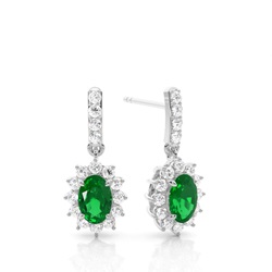 Prong Setting Oval Halo Earrings