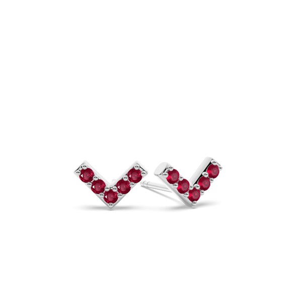 V' shape Dainty Ruby Stud Earring