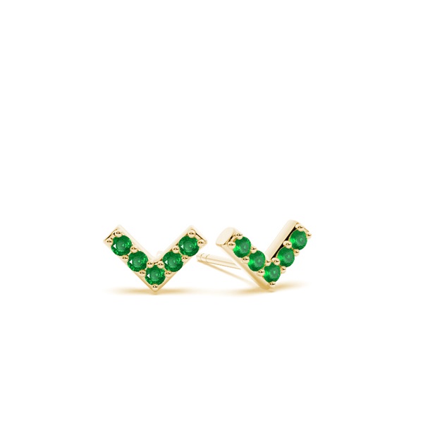 V' shape Dainty Emerald Stud Earring