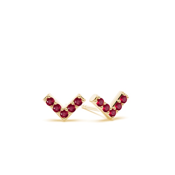 V' shape Dainty Ruby Stud Earring