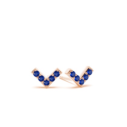V' shape Dainty Blue Sapphire Stud Earring