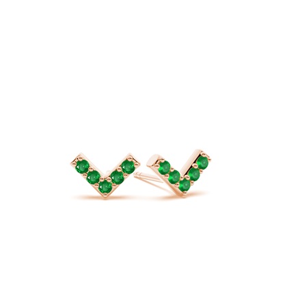 V' shape Dainty Emerald Stud Earring