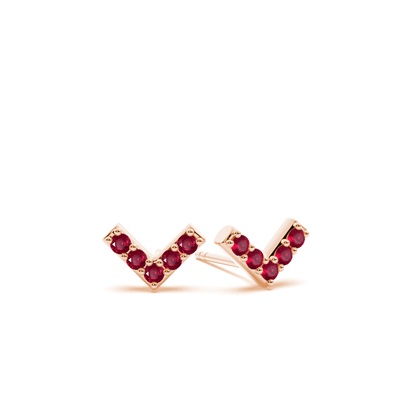 V' shape Dainty Ruby Stud Earring
