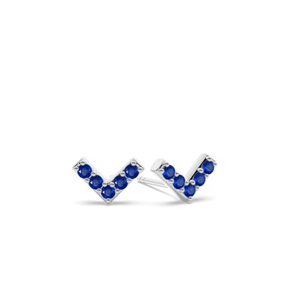 V' shape Dainty Blue Sapphire Stud Earring