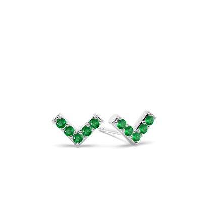 V' shape Dainty Emerald Stud Earring