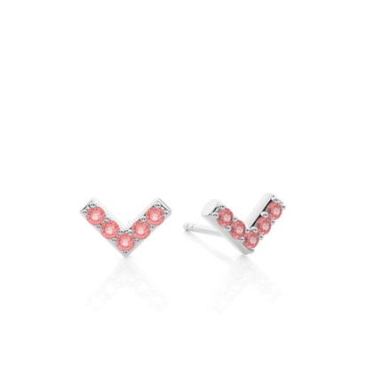 V' shape Dainty Garnet Stud Earring