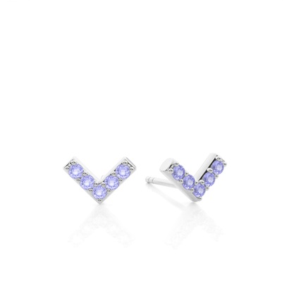 V' shape Dainty Tanzanite Stud Earring