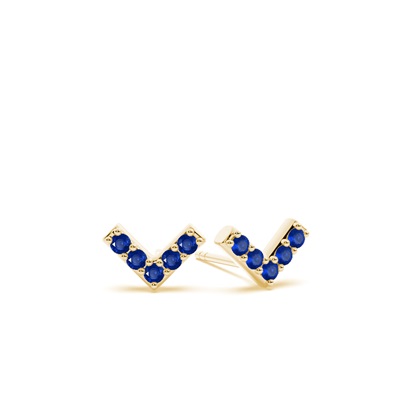 V' shape Dainty Blue Sapphire Stud Earring