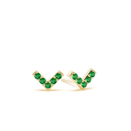 V' shape Dainty Emerald Stud Earring