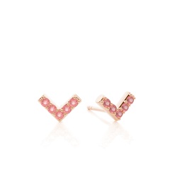 V' shape Dainty Garnet Stud Earring