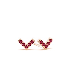 V' shape Dainty Ruby Stud Earring