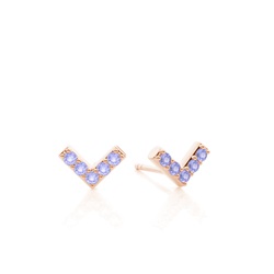 V' shape Dainty Tanzanite Stud Earring