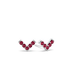 Zierlicher Rubin-Ohrstecker in 'V'-Form
