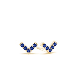 V' shape Dainty Blue Sapphire Stud Earring