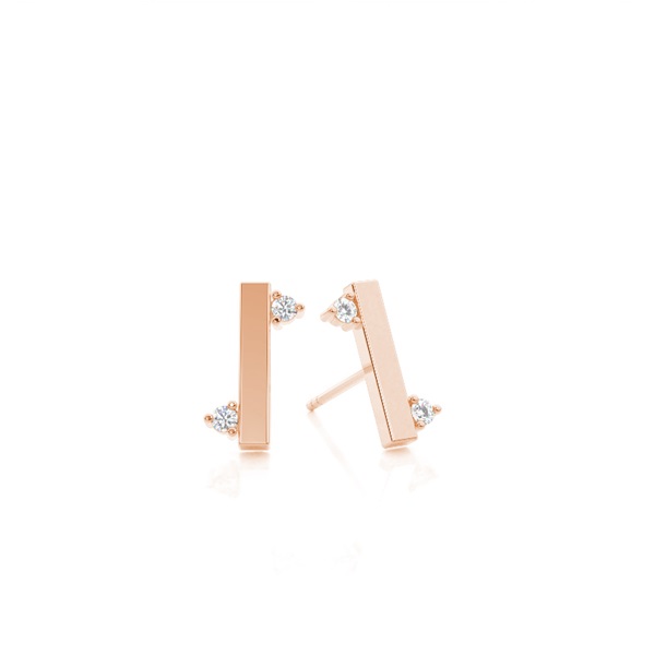 Classic look diamond bar Dainty Stud Earring
