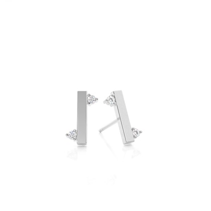 Classic look diamond bar Dainty Stud Earring
