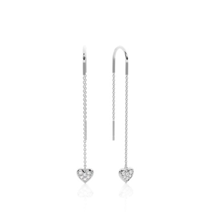Danggling Heart Pave setting Thread Earring