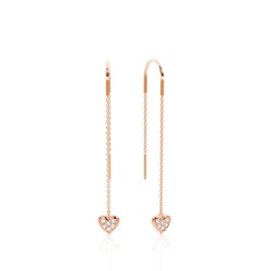 Danggling Heart Pave setting Thread Earring
