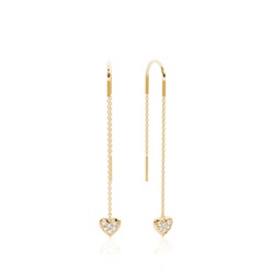 Danggling Heart Pave setting Thread Earring