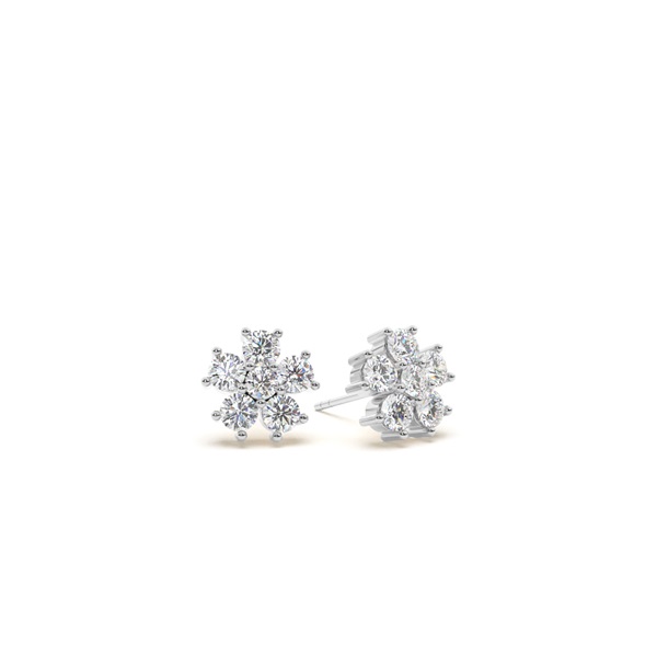 Round Diamond Floral Dainty Earring