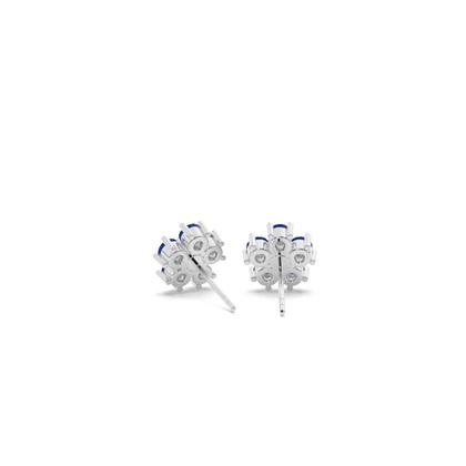 Runde blaue Sapphire zarte florale Ohrstecker