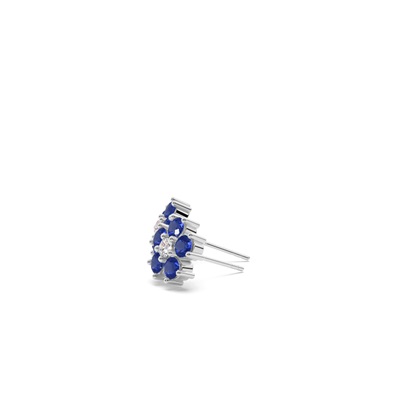 Runde blaue Sapphire zarte florale Ohrstecker