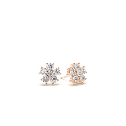 Round Diamond Floral Dainty Earring