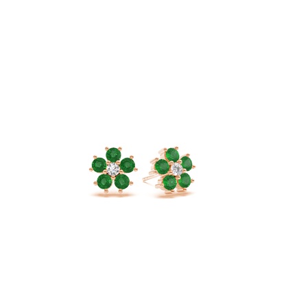 Round Emerald Floral Dainty Earring