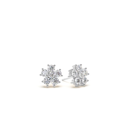 Round Diamond Floral Dainty Earring