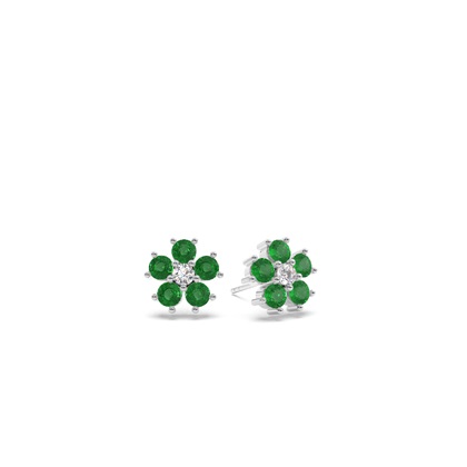 Round Emerald Floral Dainty Earring