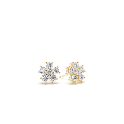 Round Diamond Floral Dainty Earring