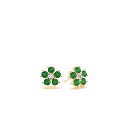 Round Emerald Floral Dainty Earring