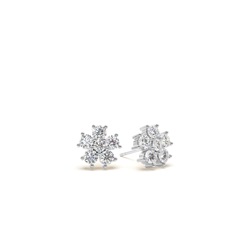 Round Diamond Floral Dainty Earring