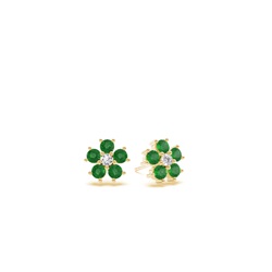 Round Emerald Floral Dainty Earring