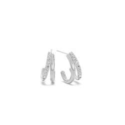 Diamond half hoop dainty earring