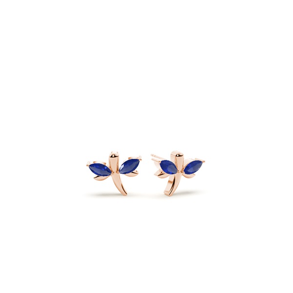 Blue sapphire marquise dragaonfly dainty stud earring