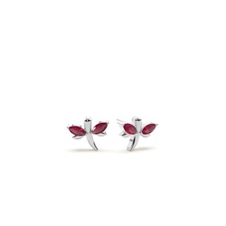 Libellen Ohrringe mit Diamant im Marquise-Schliff und Rubin