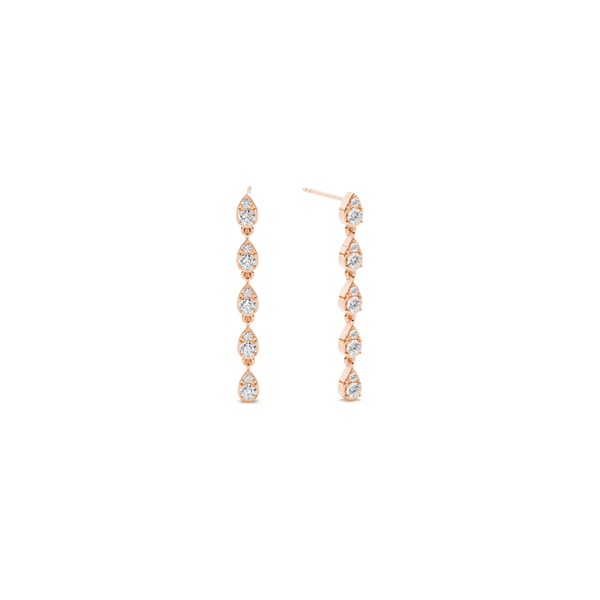 Round diamond pear shape drop earring