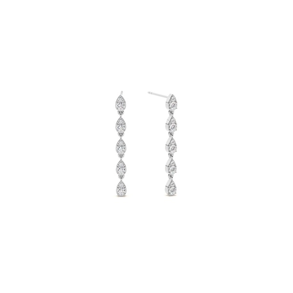 Round diamond pear shape drop earring