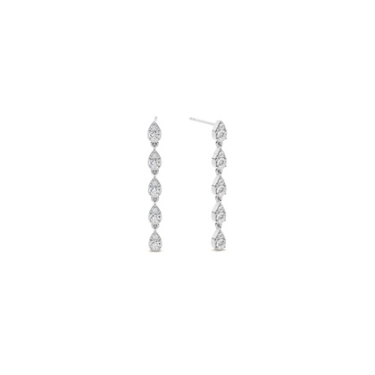 Round diamond pear shape drop earring