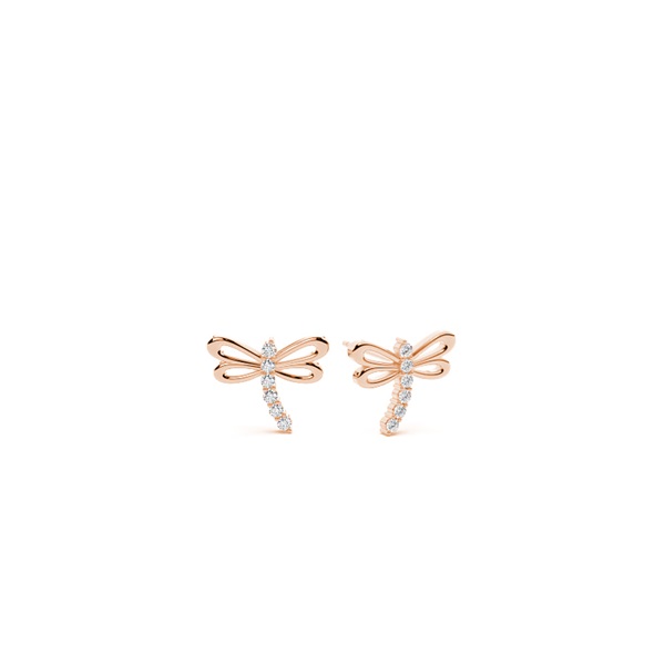 Drangonfly diamond dainty stud earring