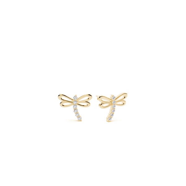 Drangonfly diamond dainty stud earring