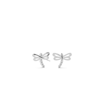 Drangonfly diamond dainty stud earring