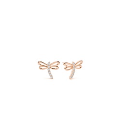 Drangonfly diamond dainty stud earring